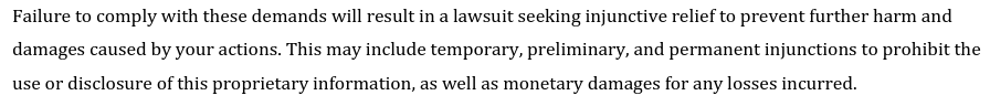 Karoly's legal threats